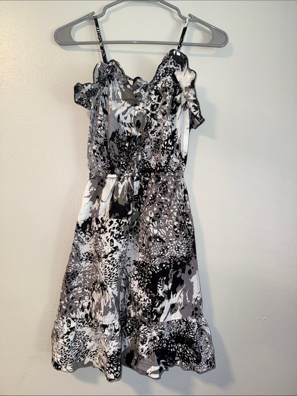 OP Black & White Printed Cold-Shoulder Sundress